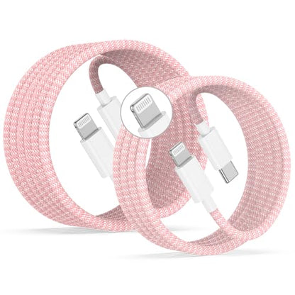 20W Lightning Cable to USB C, [Apple MFi Certified] Braided Fast Cable - color: Red, size: 20W-6FT+10FT