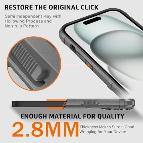 Rugged Shield 8ft Drop Proof TPU Thick Armor Tactical Protective Case Compatible with iPhone 15 (6.1 inches) - City Grey - color: City Grey, size: iPhone 15