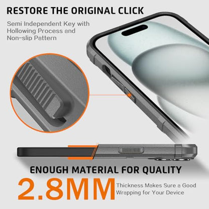 Rugged Shield 8ft Drop Proof TPU Thick Armor Tactical Protective Case Compatible with iPhone 15 (6.1 inches) - City Grey - color: City Grey, size: iPhone 15