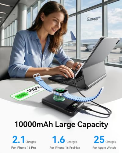 for Magsafe Portable Charger, 10000mAh USB-C 22.5W Power Bank, Black - color: Black