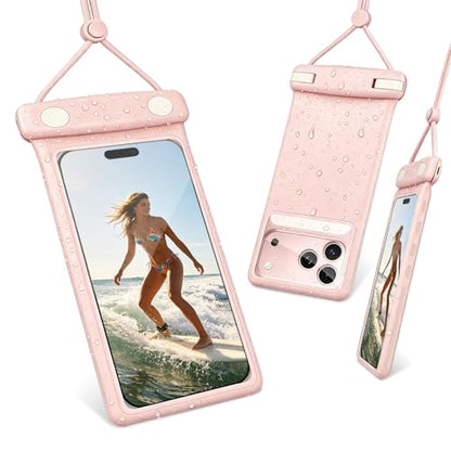 wellhouse 3D Waterproof Phone Pouch with Lanyard,Premium TPU100FT Deep Waterproof Phone Case for iPhone 17 16 15 14 13 12 Pro Max XS Samsung,Snorkeling, Surfing, Kayaking,Skiing,Hot Springs - color: 1 Pack - Duke Pink7.0"