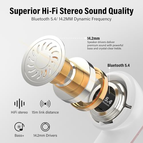 Wireless Earbuds, Bluetooth 5.4 Headphones 48H Playtime Ear Buds, Bluetooth Earbuds Stereo with LED Display, Clear Call, IPX7 Waterproof in Ear Earphones with ENC Mic for Phones/Sports/Laptop, Rose - color: Rose