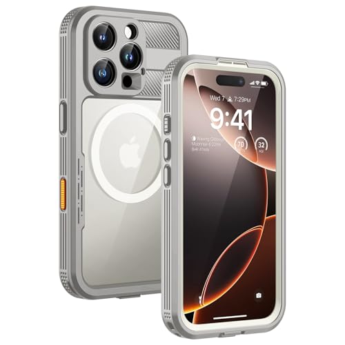 Lanhiem Magnetic for iPhone 16 Pro Max Case, IP68 Waterproof Dustproof Case, [Compatible with Magsafe] [Built-in Screen Protector] Full Body Heavy Duty Rugged Phone Cover 6.9 inch, Natural - color: Natural Titanium, size: for iPhone 16 Pro Max