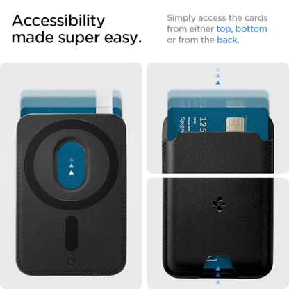Spigen for MagSafe Wallet, Holds 3 Cards, Strong Magnet, Valentinus MagFit - color: PU Black, size: 3-Cards