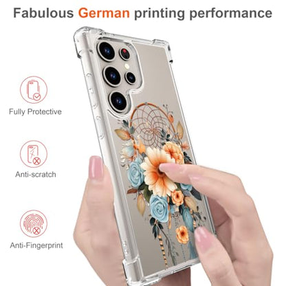 Hungo Galaxy S24 Ultra Case for Women Clear Design Cute,Girly Girls Case Compatible with Samsung Galaxy S24 Ultra Dreamcatcher Dream Catcher Flowers - color: Dream Catcher