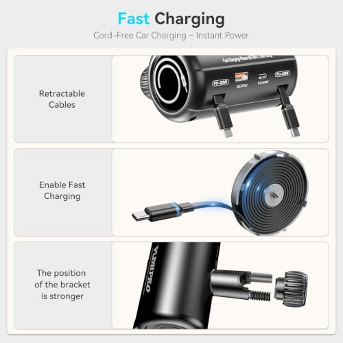 PLDHPRO Multi Port Car Headrest Retractable Charger 4 in 1 Charging Station Dock for Lfyt Turo Ride Share Customers, Vehicle Backseat Accessories for Driver Fit Galaxy, iPhone, Andriod Devices - size: 4 IN 1-with Car Charger