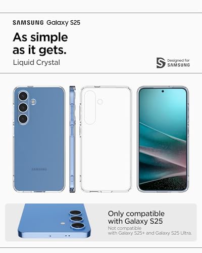 Spigen Liquid Crystal Designed for Galaxy S25 Case (2025) [Anti-Yellowing], [Military-Grade Protection] - Crystal Clear - color: Crystal Clear, size: 6.3in (Galaxy S25)