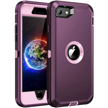 ENTRONIX Case Compatible with iPhone 8/7/SE - Triple-Layer Heavy Duty Protection Purple - color: Purple