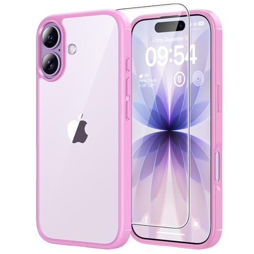 TAURI for iPhone 17 Case, Anti-Yellowing with Screen Protector, Military-Grade Protection Shockproof Slim Phone Case for iPhone 17, Pink - color: E-Pink
