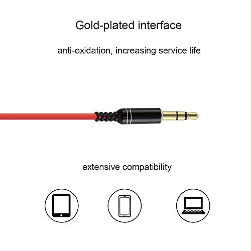 YOCUNKER 3.5mm Wired Earphone, in-Ear Earbuds, High Sound Quality, 3 Meter Length Cord, Lightweight, Smartphone/Tablet/Laptop/TV Earphones, Watch TV from a Distance, No Microphone(Red) - color: Red