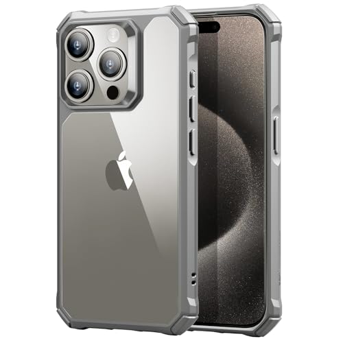 ESR for iPhone 15 Pro Max Case, Military-Grade Protection with Shock-Absorbing Corners, Scratch-Resistant and Anti-Yellowing Acrylic Back, Slim Protective Phone Case, Air-Armor Series, Clear Grey - color: Clear Grey
