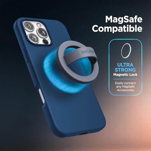 Encased Magnetic Phone Grip Holder (Compatible with MagSafe) Thin Silicone Finger Loop Ring for iPhone (Stormwash Blue) - color: Stormwash Blue