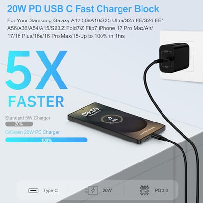 Samsung Phone Charger Fast Charging Block Type C for Samsung Galaxy A37 A17
