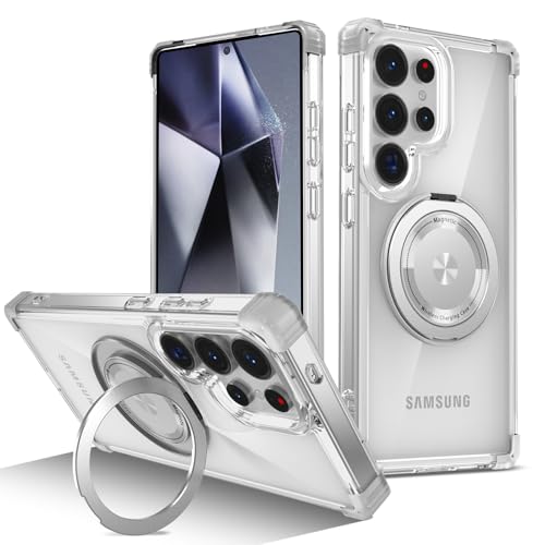 Compatible for Samsung Galaxy S25 Ultra Case 2025 [Compatible with Magsafe] [with 360°Rotatable Magnetic Ring Stand] Heavy Duty Millitary-Grade Clear Case for Samsung S25 Ultra Clear - color: Clear, size: For Samsung Galaxy S25 Ultra Case 6.9"