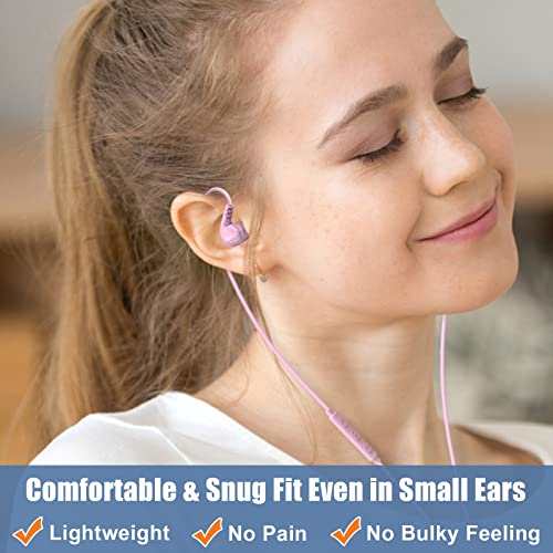 Joysico Wired Sport Running Headphones Over Ear in-Ear Earbuds w Mic Pink - color: Pink
