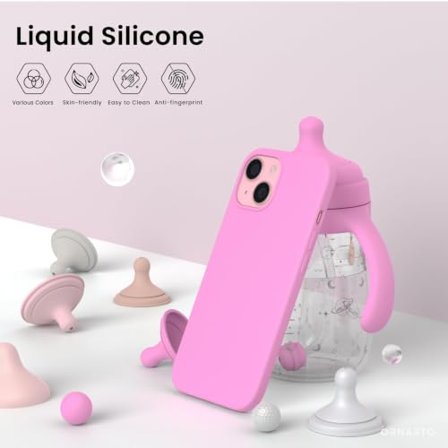 ORNARTO Compatible with iPhone 15 Case 6.1, Slim Liquid Silicone 3 Layers Full Covered Soft Gel Rubber Phone Case, Anti-Scratch Shockproof Protective Cover 6.1 Inch, Cherry Blossom - color: Cherry Blossom