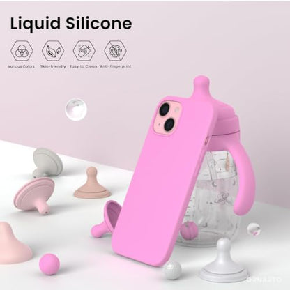 ORNARTO Compatible with iPhone 15 Case 6.1, Slim Liquid Silicone 3 Layers Full Covered Soft Gel Rubber Phone Case, Anti-Scratch Shockproof Protective Cover 6.1 Inch, Cherry Blossom - color: Cherry Blossom