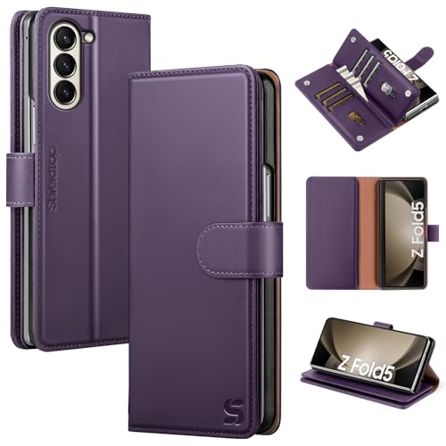 Shieldtop Compatible with Samsung Galaxy Z Fold 5 Wallet Case with Card Holder,Women Man RFID Blocking PU Leather Flip Shockproof Protective Cover Credit Card Holder Slots Kickstand,Purple - color: Purple, size: Samsung Galaxy Z Fold 5