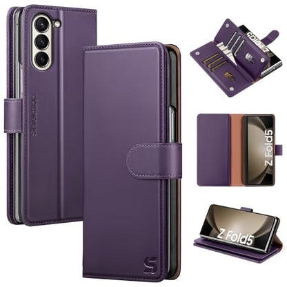 Shieldtop Compatible with Samsung Galaxy Z Fold 5 Wallet Case with Card Holder,Women Man RFID Blocking PU Leather Flip Shockproof Protective Cover Credit Card Holder Slots Kickstand,Purple - color: Purple, size: Samsung Galaxy Z Fold 5