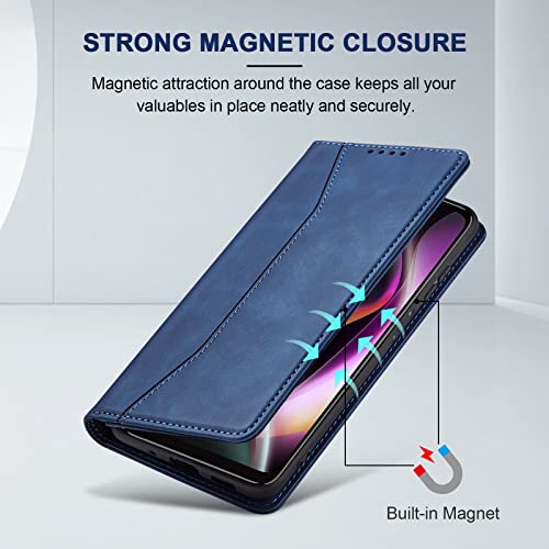 Jasonyu Flip Wallet Case for Moto G 5G (2022),Leather Magnetic Folio Cover with Card Holder,Kickstand - TPU Shockproof Durable Protective Phone Case,Blue | PU Leather Magnetic Folio Cover,with Card Holder,Kickstand,TPU Shockproof,Durable,Protective Phone