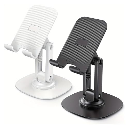 2 Pack Adjustable Phone Stand, Black + White