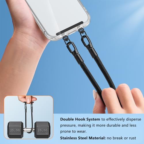 Two Hanging Ring Phone Tether Tab,360° Rotatable Ultra-thin 0.2mm Bending Design Universal Stainless Steel Phone Lanyard Metal Patch (L) - color: L