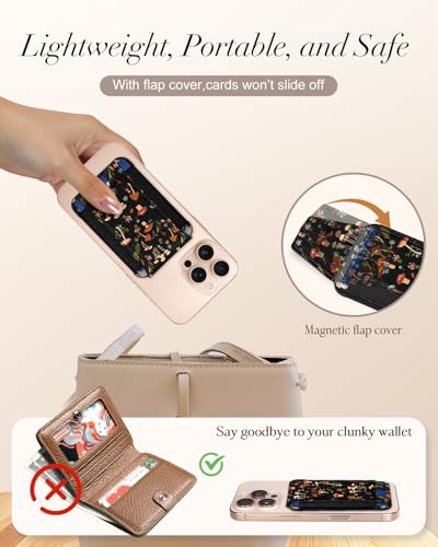 Shorogyt Compatible with Magsafe Wallet with Flap Cover, Mushroom Flower - color: Mushroom Flower