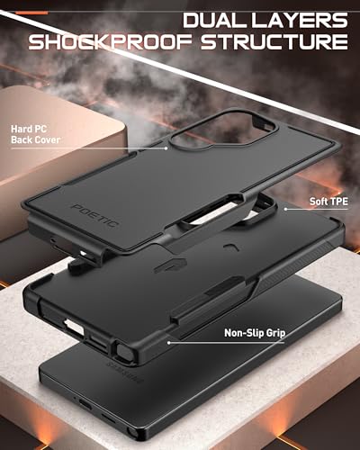 Poetic Neon Case for Samsung Galaxy S25 Ultra 5G, Dual Layer Heavy Duty Rugged Lightweight Slim Shockproof Protective Cover Phone Case, Black - color: Black