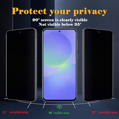 2 Pack Privacy Screen Protector for Samsung Galaxy A36, Tempered Glass Film full Coverage Anti Scratch, Anti-Spy, 9H Hardness, Bubble Free for Samsung Galaxy A36 Privacy Screen Protector - size: Samsung Galaxy A36