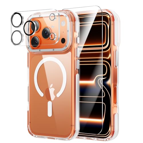 Anti-Yellowing for iPhone 17 Pro Max Case，1X Screen Protector +1X Camera Lens, [Compatible with MagSafe] [12FT Military Grade Drop] Slim Thin Phone Cover 6.9 Inch,Clear White - color: Clear White, size: Iphone 17 Pro Max
