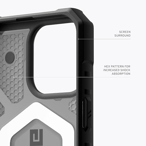 URBAN ARMOR GEAR UAG Case [Updated Version] Compatible with iPhone 15 Pro Max Case 6.7" Pathfinder Clear Ash/Black Built-in Magnet Compatible with MagSafe Charging Rugged Transparent Protective Cover - color: Ash/Black