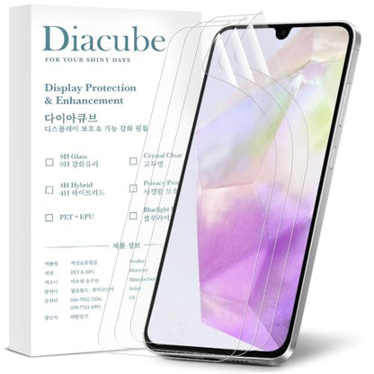 3-Pack for Samsung Galaxy A35 Flexible TPU-EPU Screen Protector [Not Glass] [0.1S Fingerprint Unlock] [Real-Time Self-Healing] HD Clear, Unbreakable, Bubble Free Easy Installation with Alignment Jig - size: Galaxy A35