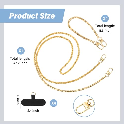 Canlierr 2 Pack Phone Chain Crossbody, with Tether Tab, Dark Gold - color: Dark Gold