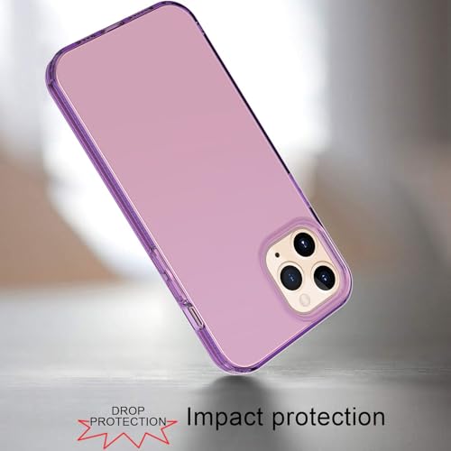 Phone Case for iPhone 12 Pro Clear, [Crystal Clear][Non-Yellowing] Slim Shockproof Reinforced Drop Protective Flexible TPU Back Cover Phone Case for iPhone 12 Pro Protective Case(Purple) - color: Purple