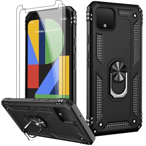 LUMARKE for Google Pixel 4 XL Case with Screen Protector,Pass 16ft. Drop Tested Military Grade Protective Phone Cover with Magnetic Ring Kickstand Compatible with Car Mount Holder Black - color: Black, size: Google Pixel 4 XL
