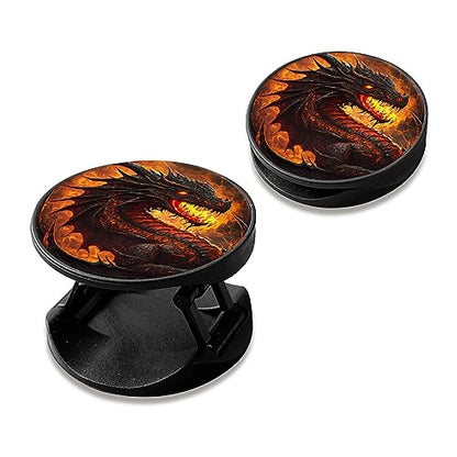 [2 Pack] Cell Phone Grip with Expanding Kickstand, Flame Dragon - color: Flame Dragon