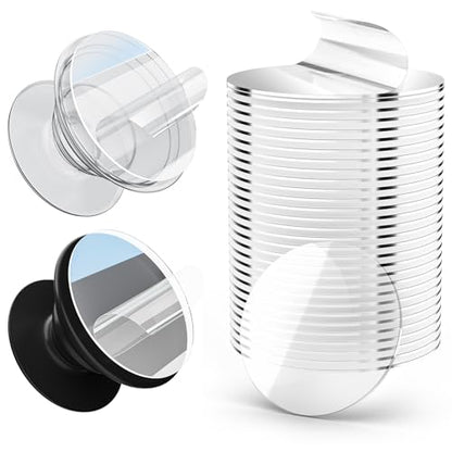 PHIXBEAR 30 Pack Super Sticky Adhesive, Clear Invisible Adhesive Replacement for Pop Socket Base, 1.4 Inch Non-Damaging Double Sided Tapes for Phone Collapsible Grip & Stand Back