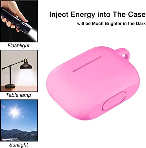 Lerobo for AirPod Pro Case, Silicone Cover with Keychain, Nightglow Purple - color: Nightglow Pink