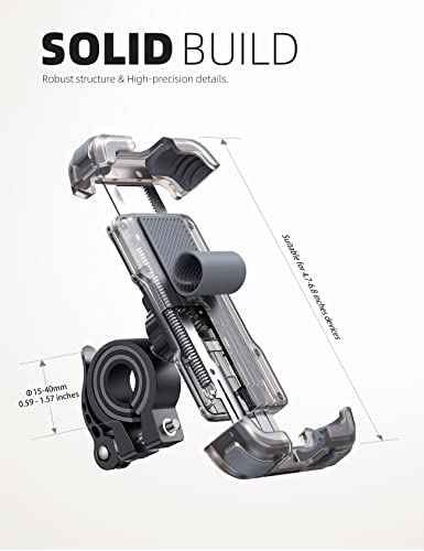 Bike Phone Mount Holder - Motorcycle Adjustable Clamp for 4.7-6.8" iPhone - color: Transparent