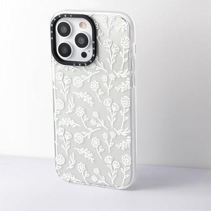 Dumkery Cute White Flowers Case Compatible with iPhone 13 Pro Max Clear Case, Floral Aesthetic Pattern, Soft TPU Full Body Protection Shockproof Slim Cases Cover for Girls Women - size: iPhone 13 Pro Max