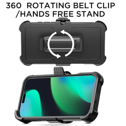 AICase for iPhone 16 Plus Case with Belt Clip,[Compatible MagSafe] Heavy Duty 20 FT Drop Protection Full Body Rugged Shockproof Military Protective Tough Durable Phone Cover 6.9" for Men Women - color: Black+Belt Clip with Magsafe