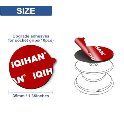 10pcs Sticky Adhesive Pads for Pops Socket Mounting, Double-Sided Extra Round Tape Replacement for Base Back of Phone Collapsible Grips & Stand, 35mm/ 1.38" Circle Thin Stickers (Grey) - color: Grey and Red