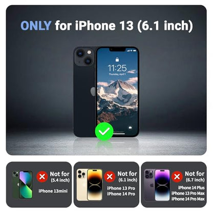 jaroco Magnetic for iPhone 13 Case Heavy Duty Protection Black | Compatible with MagSafe,Military Grade Drop Protection,Translucent Matte,Non-Slip,Shockproof 2-Layer Durable Bumper Case - color: Black, size: iPhone 13