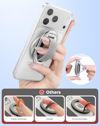 SUPERONE Dual-Sided Magnetic Phone Grip Kickstand for Magsafe Ring Holder - color: Sliver