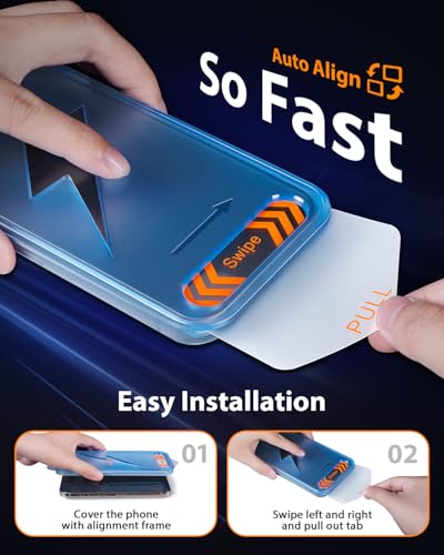 Mkeke for iPhone 16 Pro Screen Protector 3 Pack 9H+ Hardness | [Military-Grade Drop Protection] [Sensitive Touch] [Easy Installation] [HD Clear] Full Edge Coverage Tempered Glass - size: iPhone 16 Pro 6.3 Inch