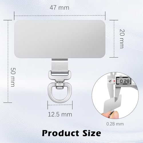 MoKo 2 Pack Metal Phone Tether Tabs, Rotatable 360° Phone Lanyard Patch - color: Deep Silver