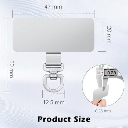 MoKo 2 Pack Metal Phone Tether Tabs, Rotatable 360° Phone Lanyard Patch - color: Deep Silver