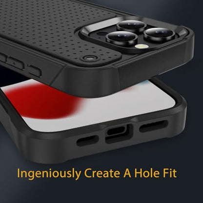 Designed for iPhone 16 Pro Max Case 2 in 1 Gift Militay Grade Drop Protective Rugged Heavy Duty Cover Shockproof Case for iPhone 16 Pro Max Phone Case for Women Men Boy Girl (Black) - color: Black