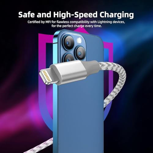 iPhone Charger 3-Pack 10ft MFi Certified Lightning Cable Fast Charging Cord
