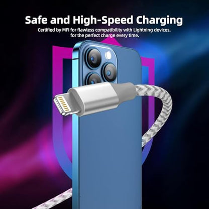 Phone Charger 1 Pack 10 ft Lightning Nylon Braided Cable Fast Charging Cord Compatible with Phone 13 12 11 Pro Max XR XS X 8 7 6 Plus SE iPad and More